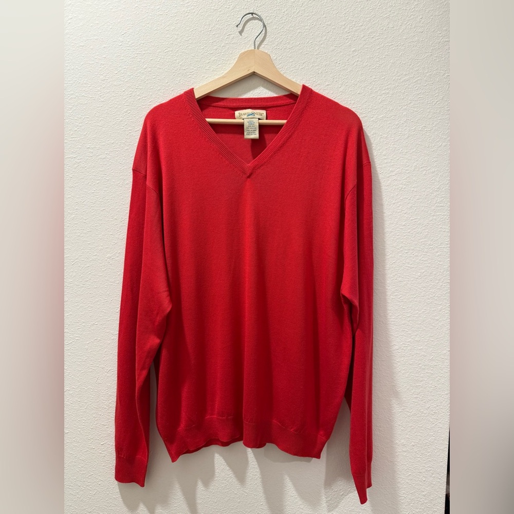 TravelSmith Vibrant Red V-Neck Sweater